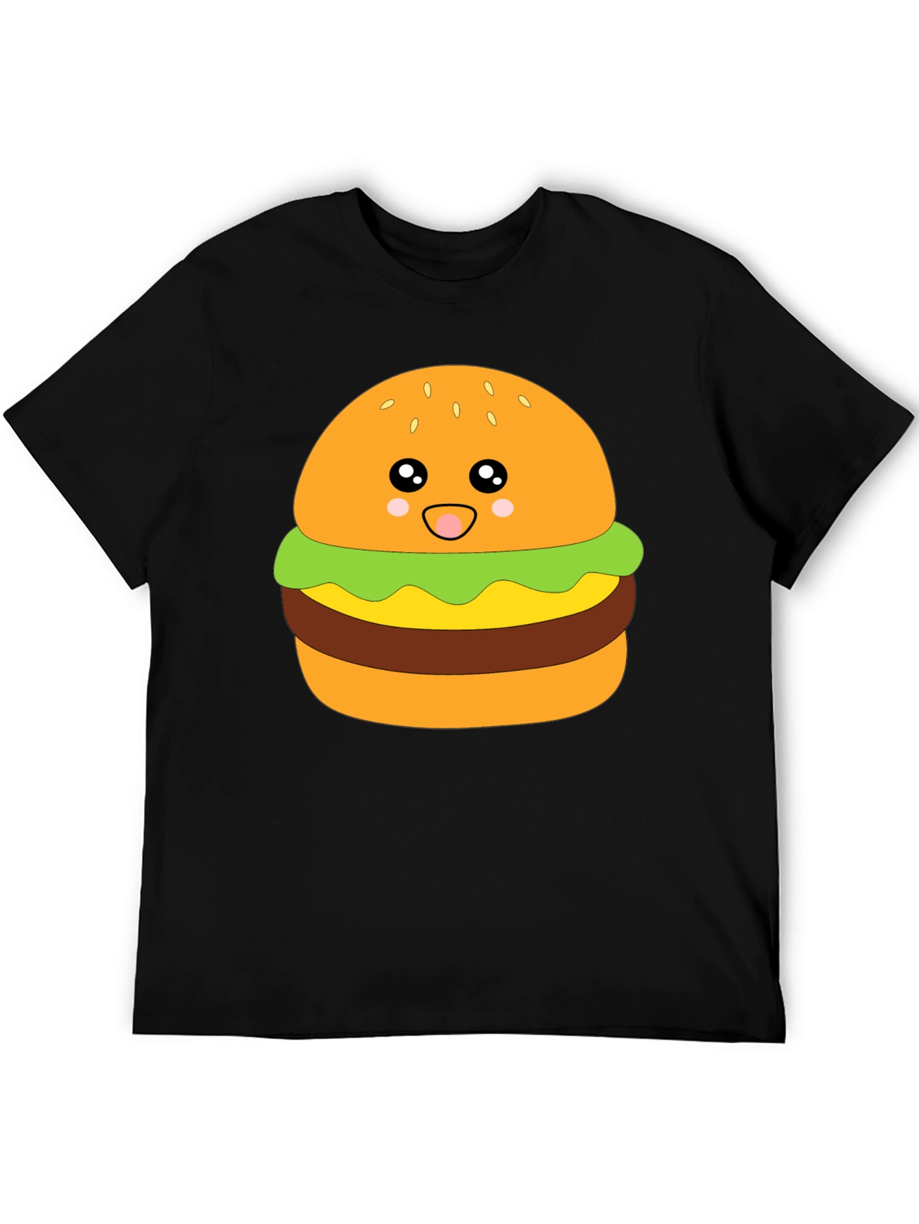 Kawaii Burger Graphic Tee - Unisex Black T-Shirt