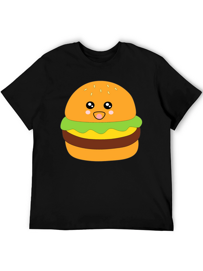 Kawaii Burger Graphic Tee - Unisex Black T-Shirt