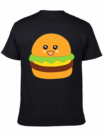 Kawaii Burger Graphic Tee - Unisex Black T-Shirt