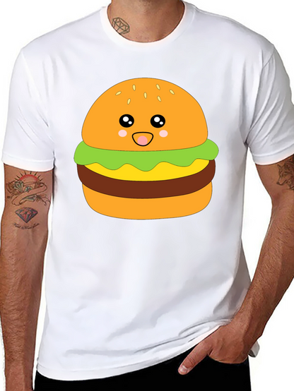 Kawaii Burger Graphic Tee - Unisex Black T-Shirt
