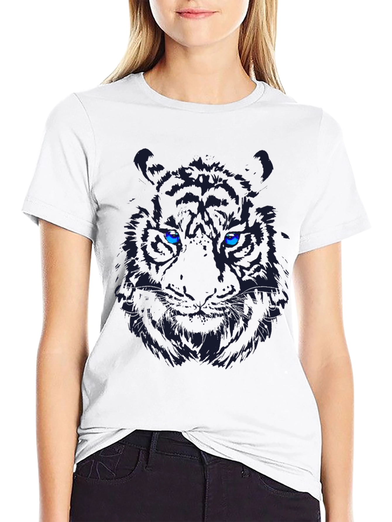 Black Tiger Graphic Tee - Bold Eye-Catching Design
