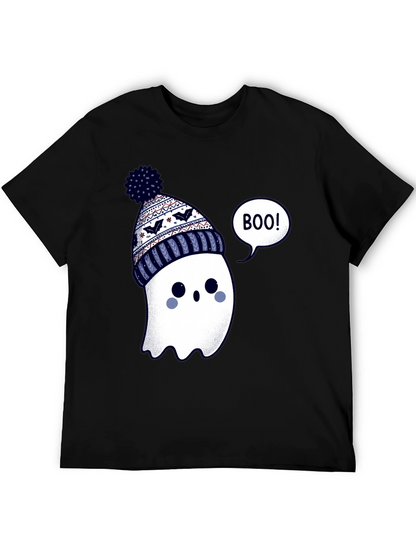 Cute Ghost in Beanie T-Shirt - Halloween Style