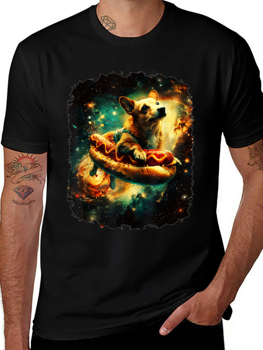 Space Corgi Hotdog Graphic Tee - Unique Design!