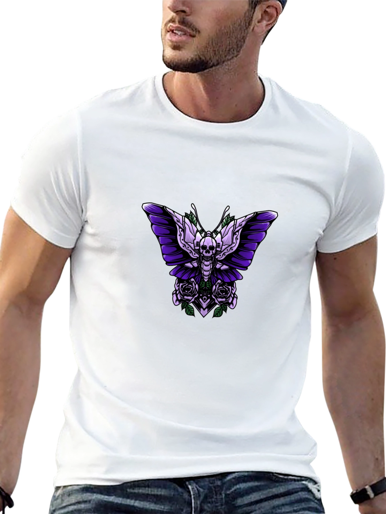 Skull Butterfly Graphic Tee - Edgy Style