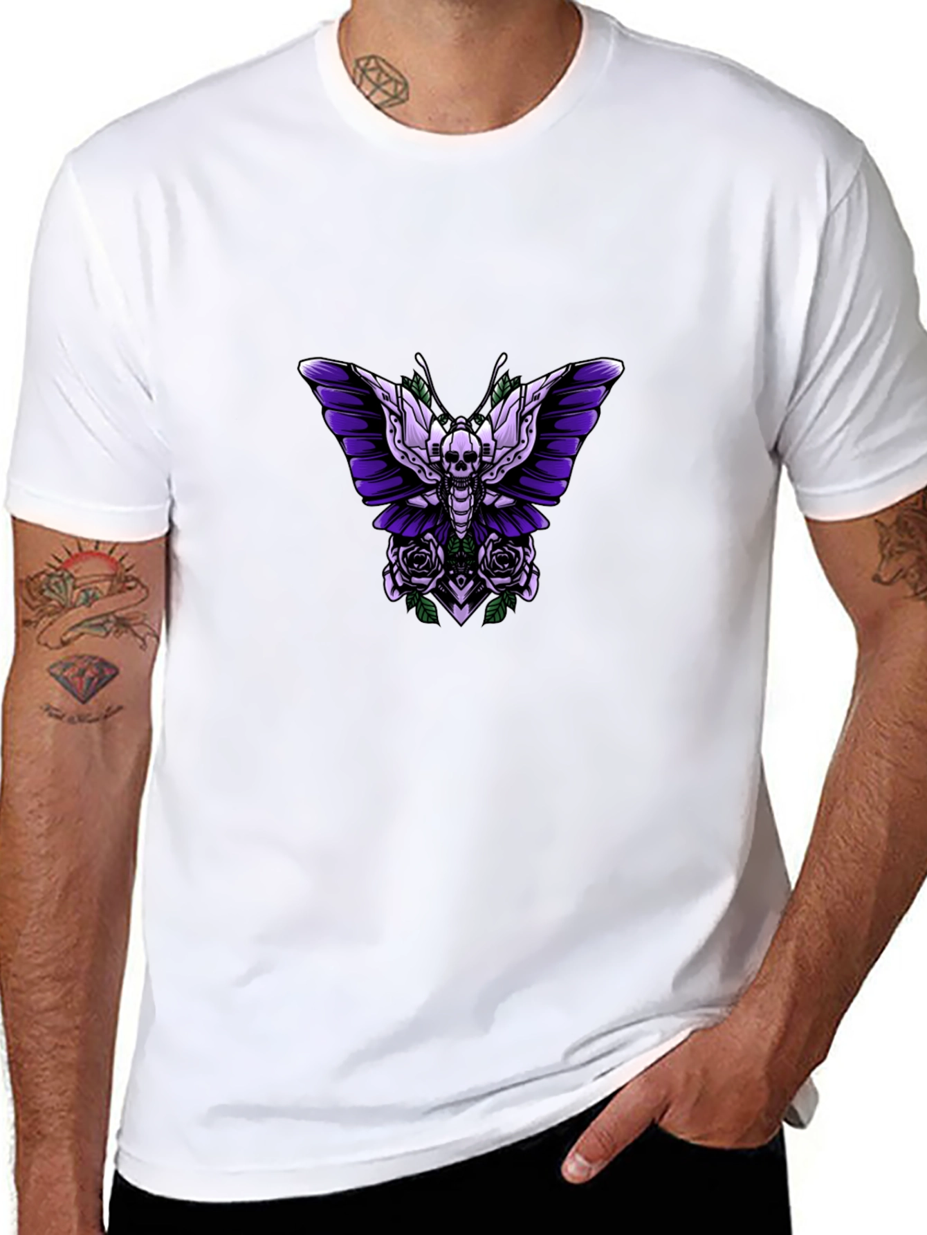 Skull Butterfly Graphic Tee - Edgy Style