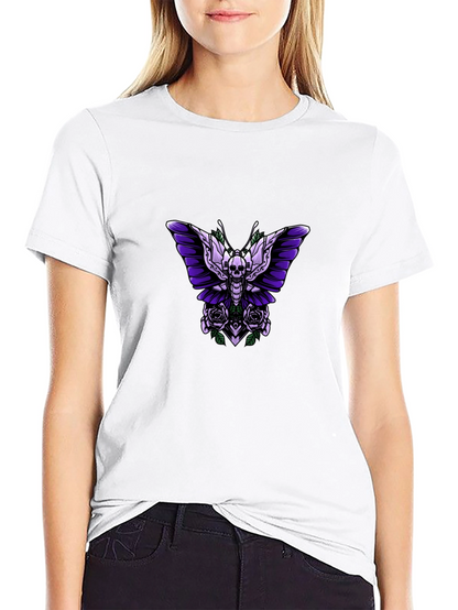 Skull Butterfly Graphic Tee - Edgy Style