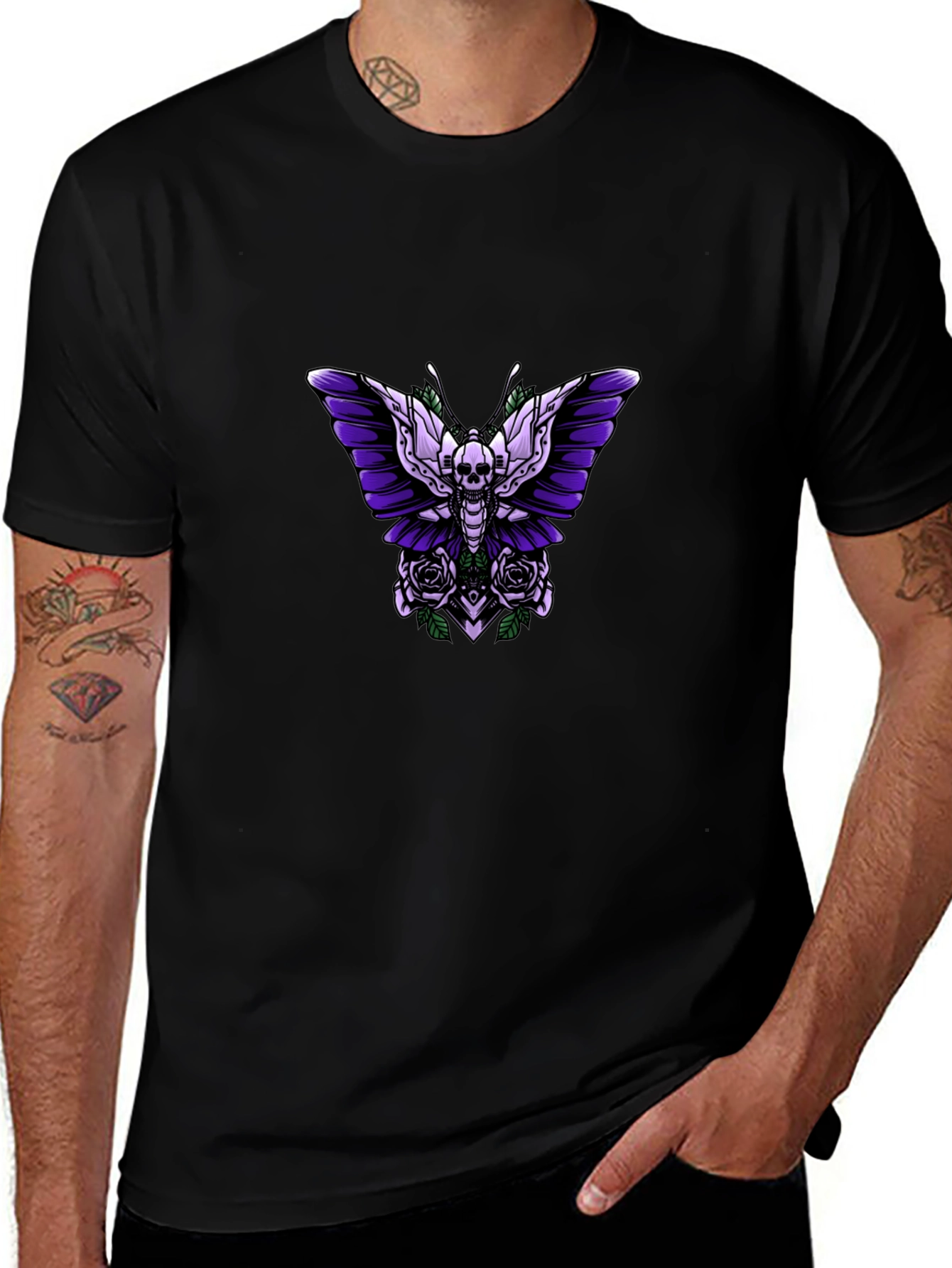 Skull Butterfly Graphic Tee - Edgy Style