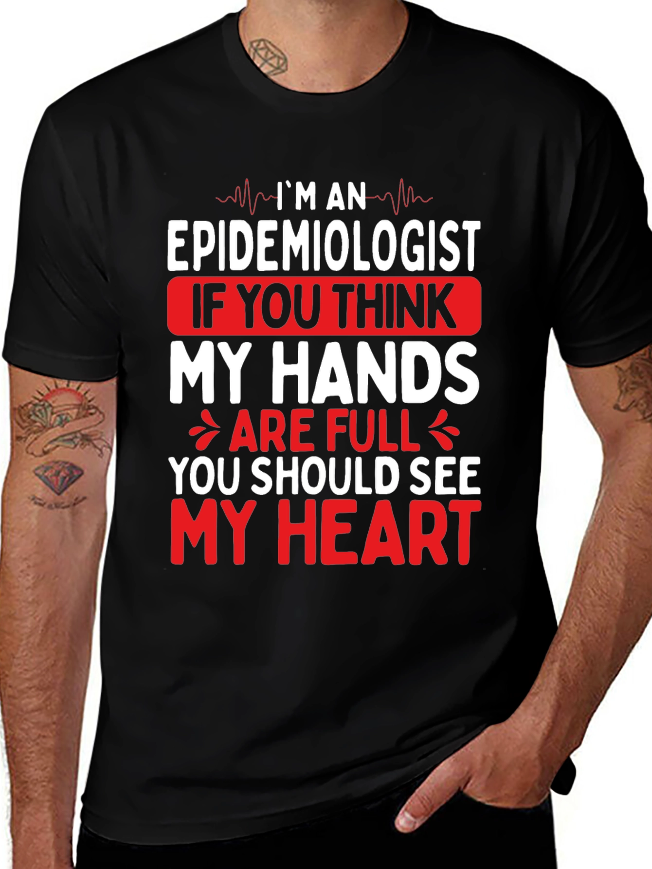 Epidemiologist Heart Graphic T-Shirt - Black