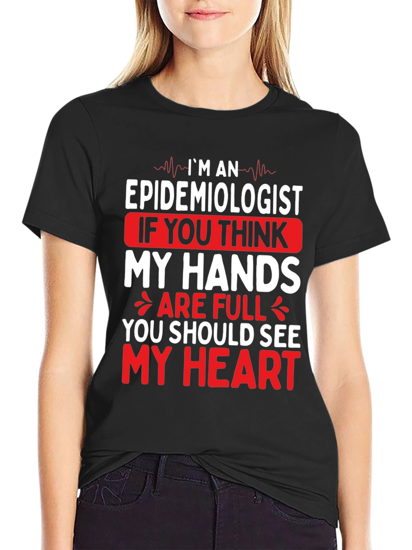 Epidemiologist Heart Graphic T-Shirt - Black