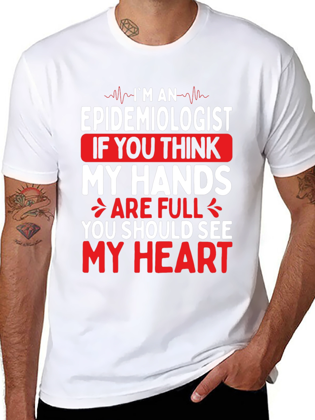 Epidemiologist Heart Graphic T-Shirt - Black