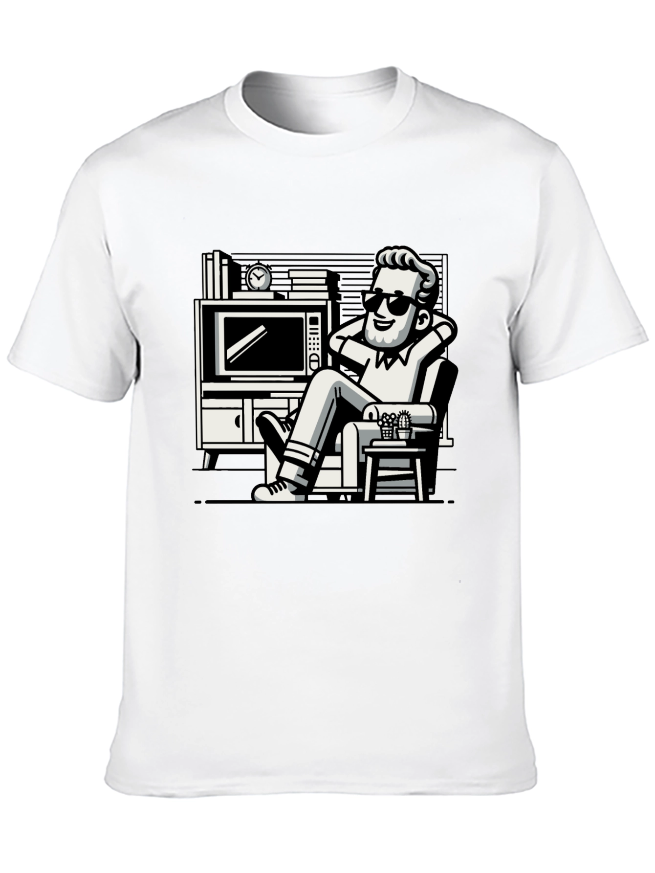 Relaxing Man Cartoon Graphic T-Shirt