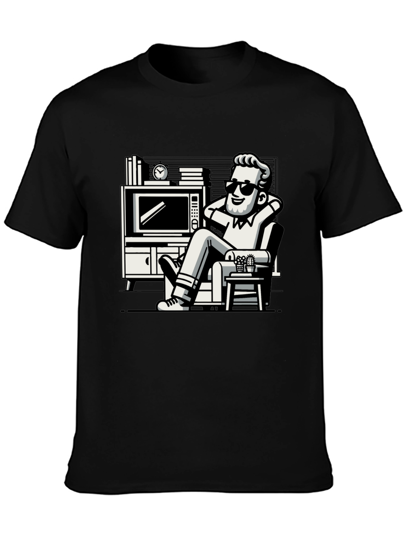 Relaxing Man Cartoon Graphic T-Shirt