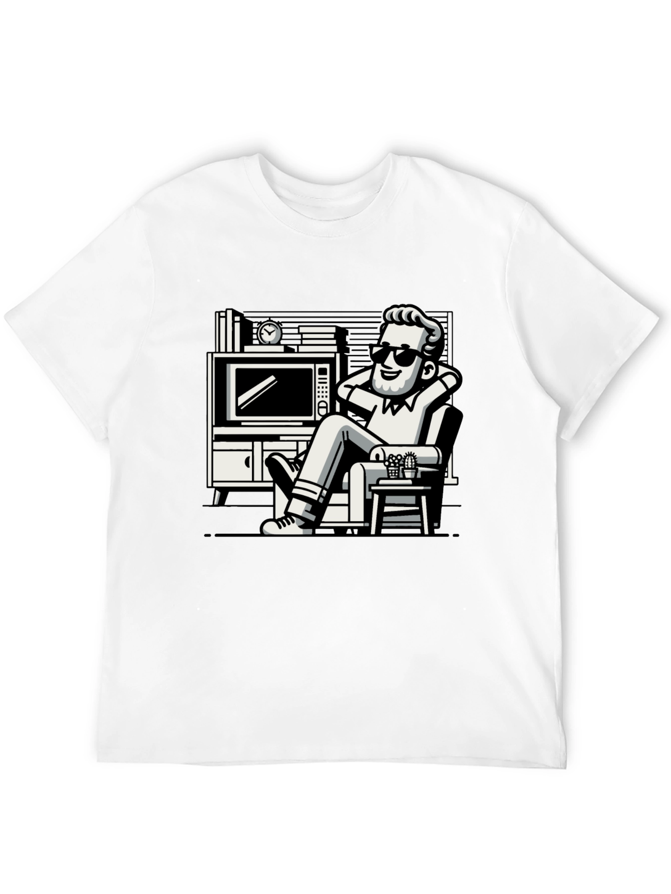 Relaxing Man Cartoon Graphic T-Shirt