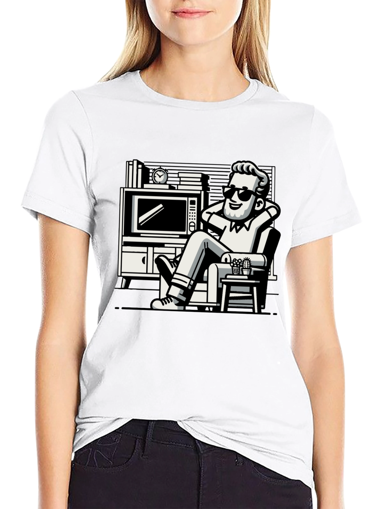 Relaxing Man Cartoon Graphic T-Shirt