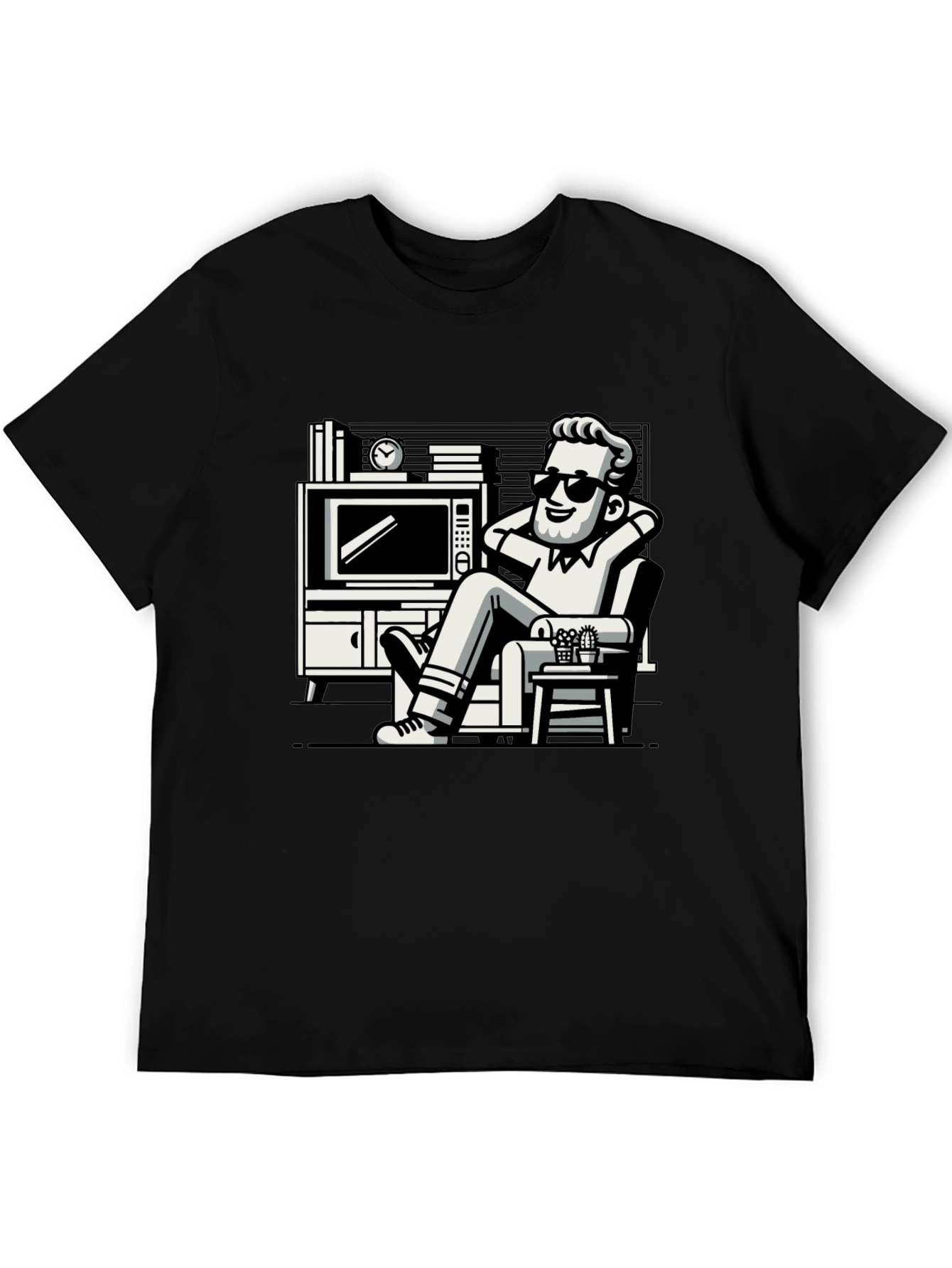 Relaxing Man Cartoon Graphic T-Shirt