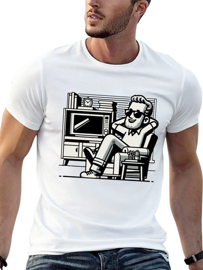 Relaxing Man Cartoon Graphic T-Shirt