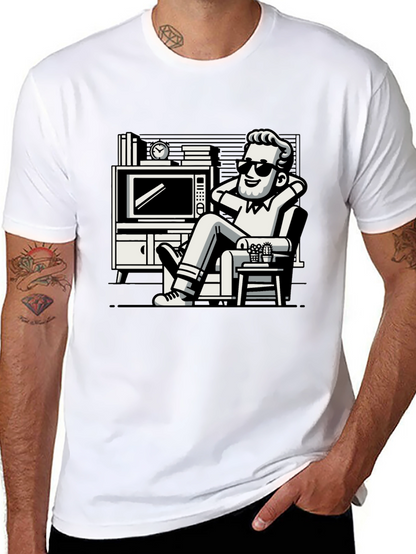 Relaxing Man Cartoon Graphic T-Shirt