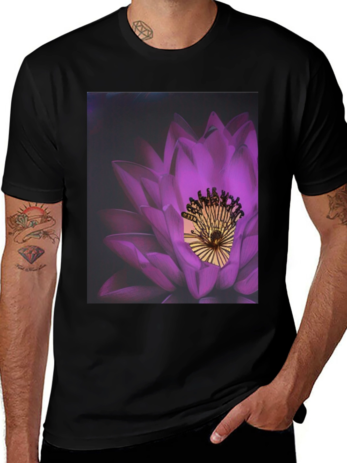 Lotus Blossom Graphic Tee - Modern Artistic Print