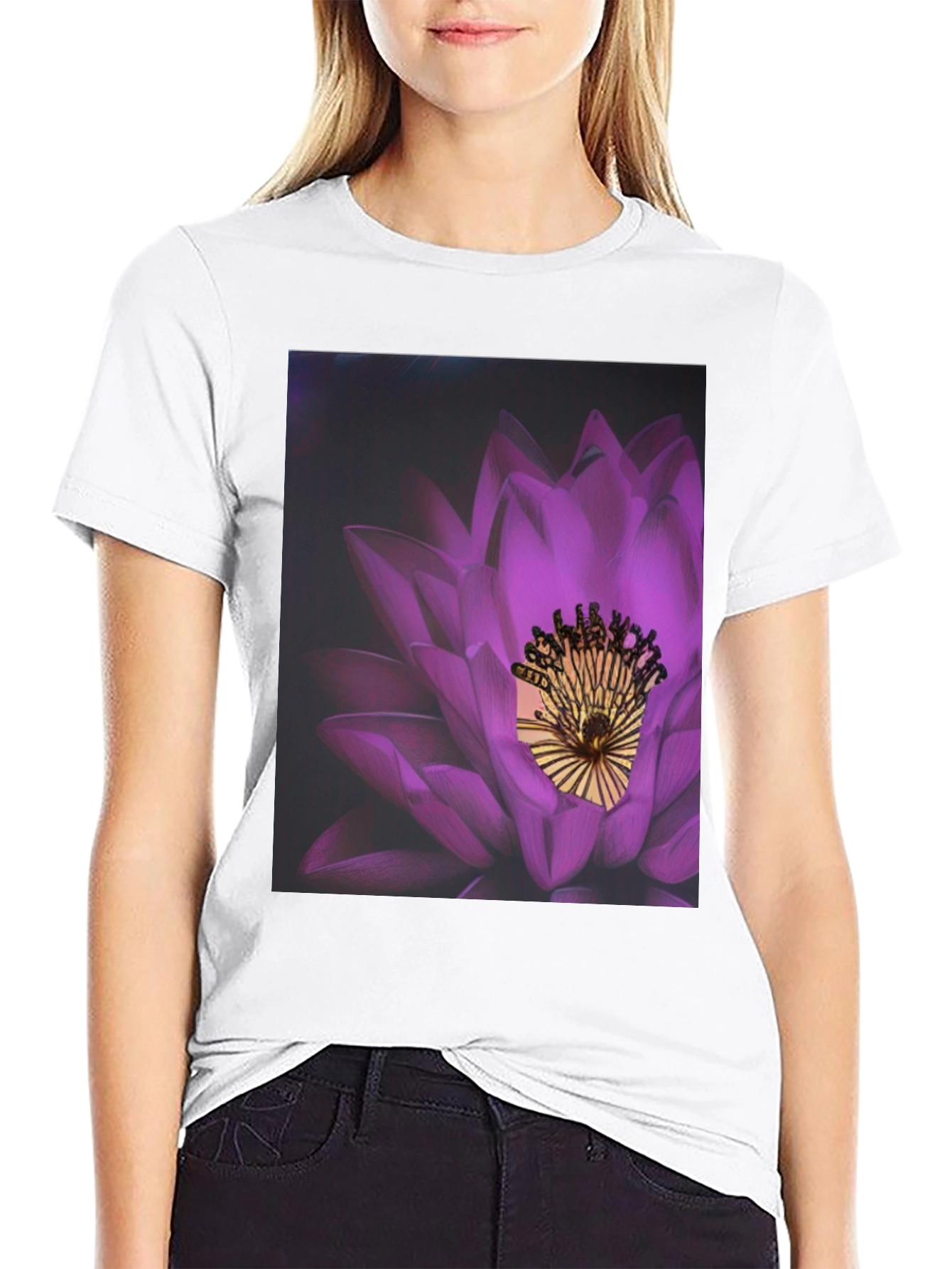 Lotus Blossom Graphic Tee - Modern Artistic Print