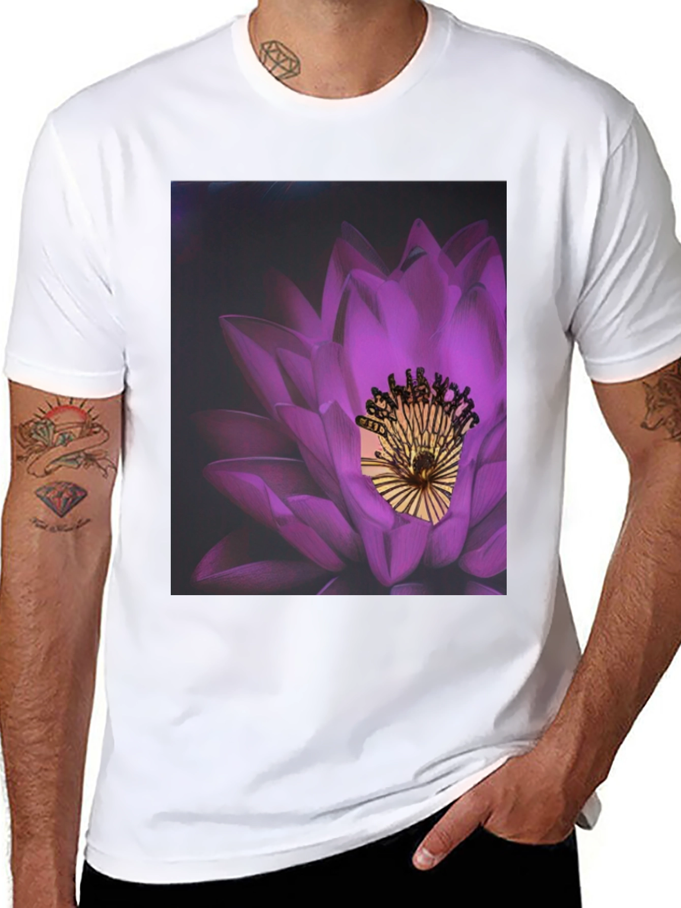 Lotus Blossom Graphic Tee - Modern Artistic Print