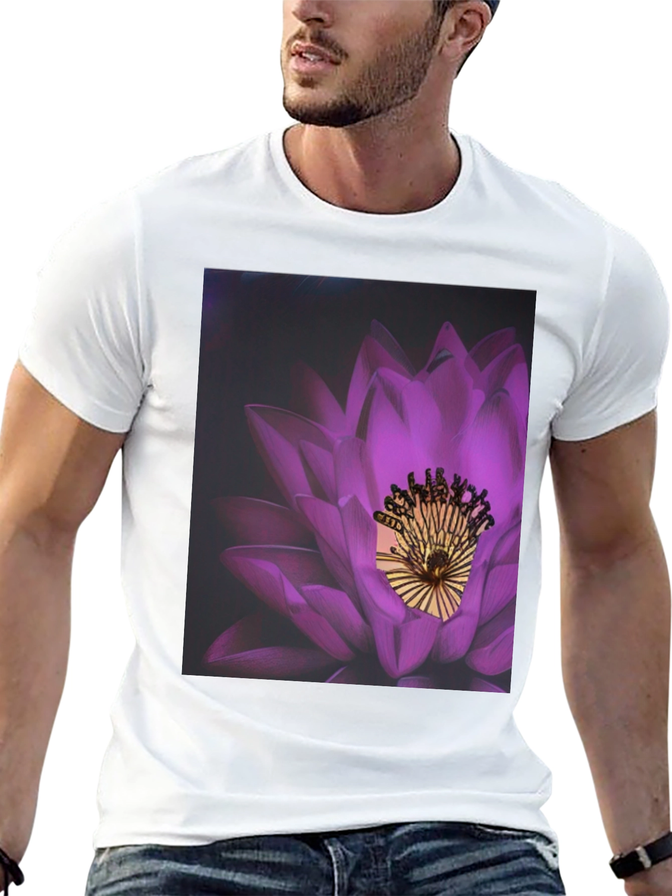 Lotus Blossom Graphic Tee - Modern Artistic Print