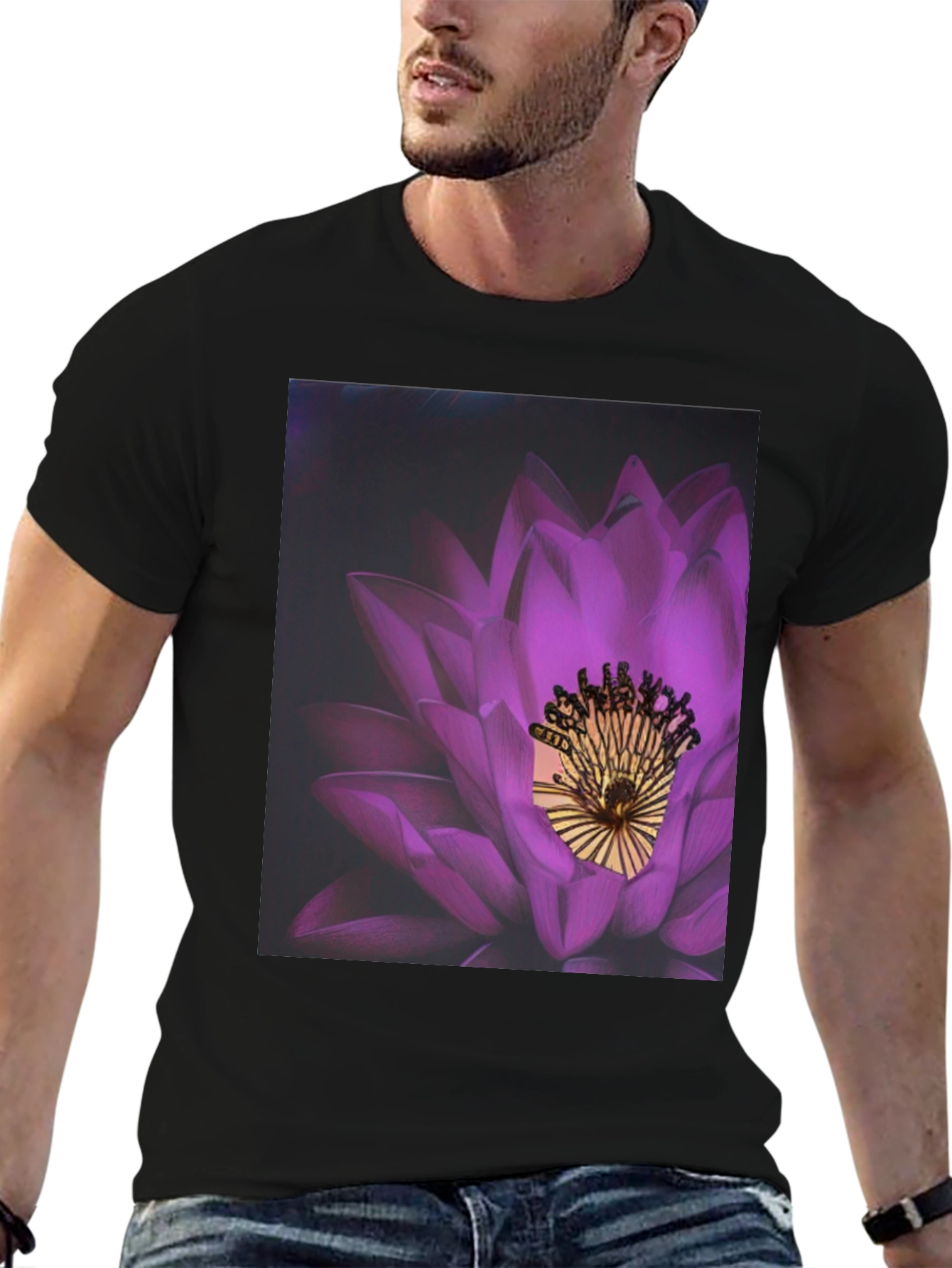 Lotus Blossom Graphic Tee - Modern Artistic Print