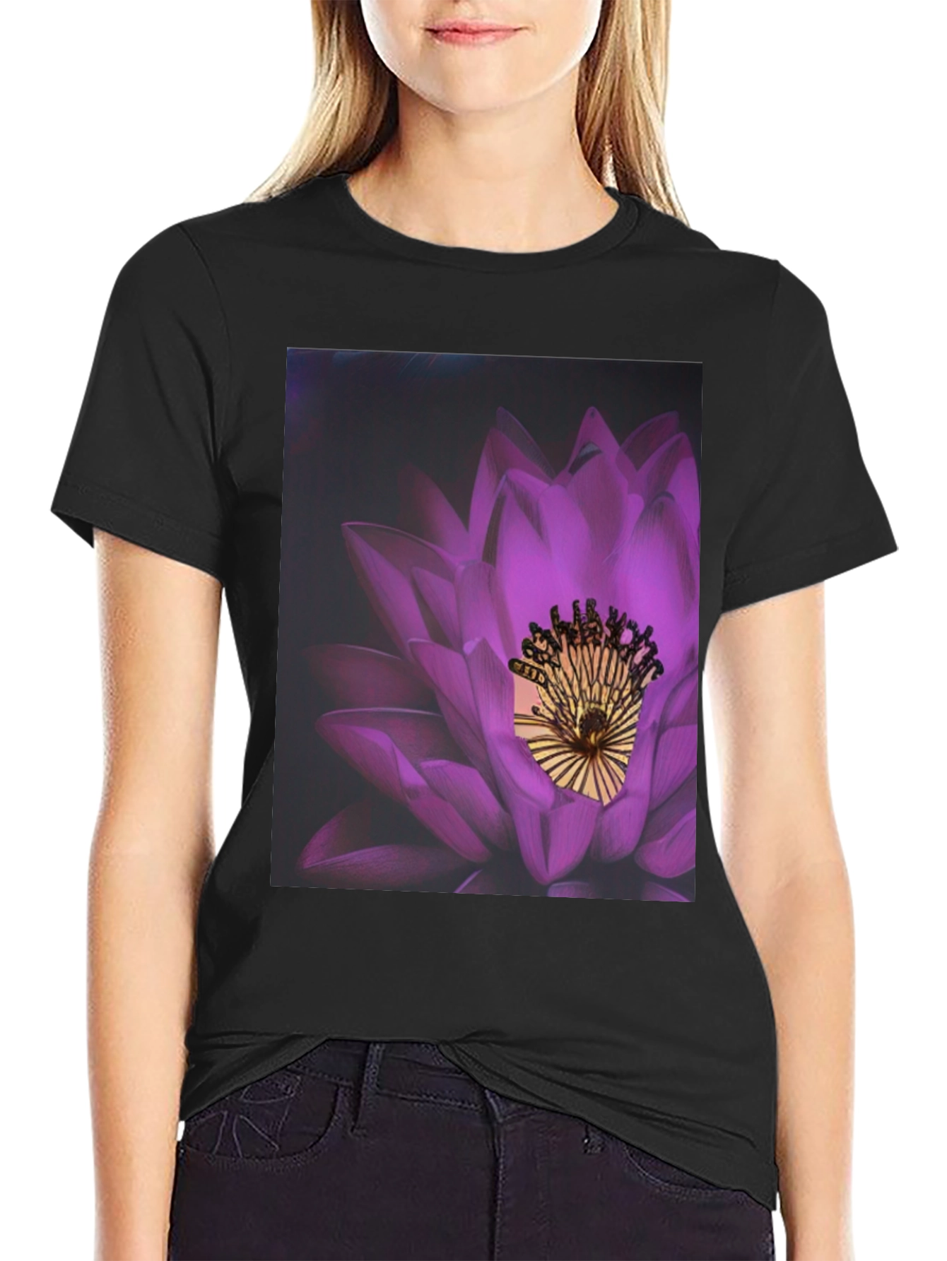 Lotus Blossom Graphic Tee - Modern Artistic Print