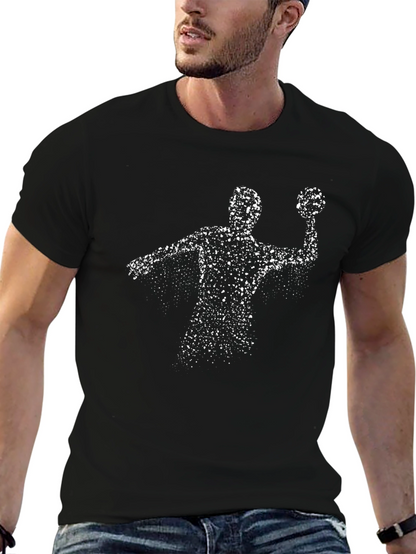 Handball Player Graphic Tee - Black Cotton T-Shirt
