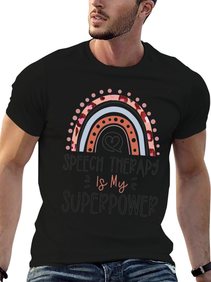 Speech Therapy Superpower Black Graphic Tee