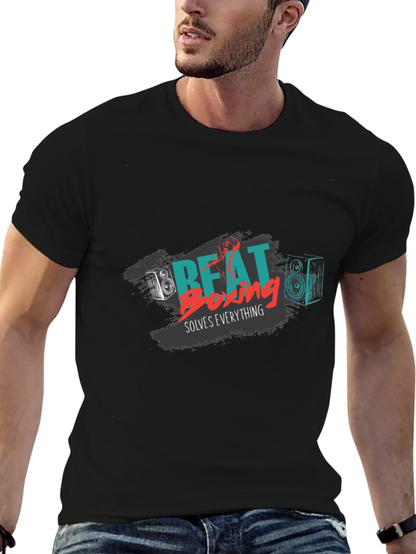 Beat Boxing Solves Everything Black Graphic Tee