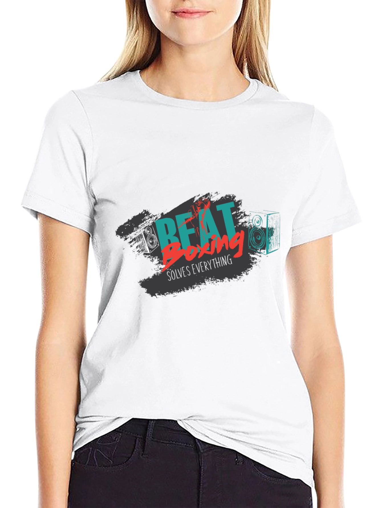 Beat Boxing Solves Everything Black Graphic Tee