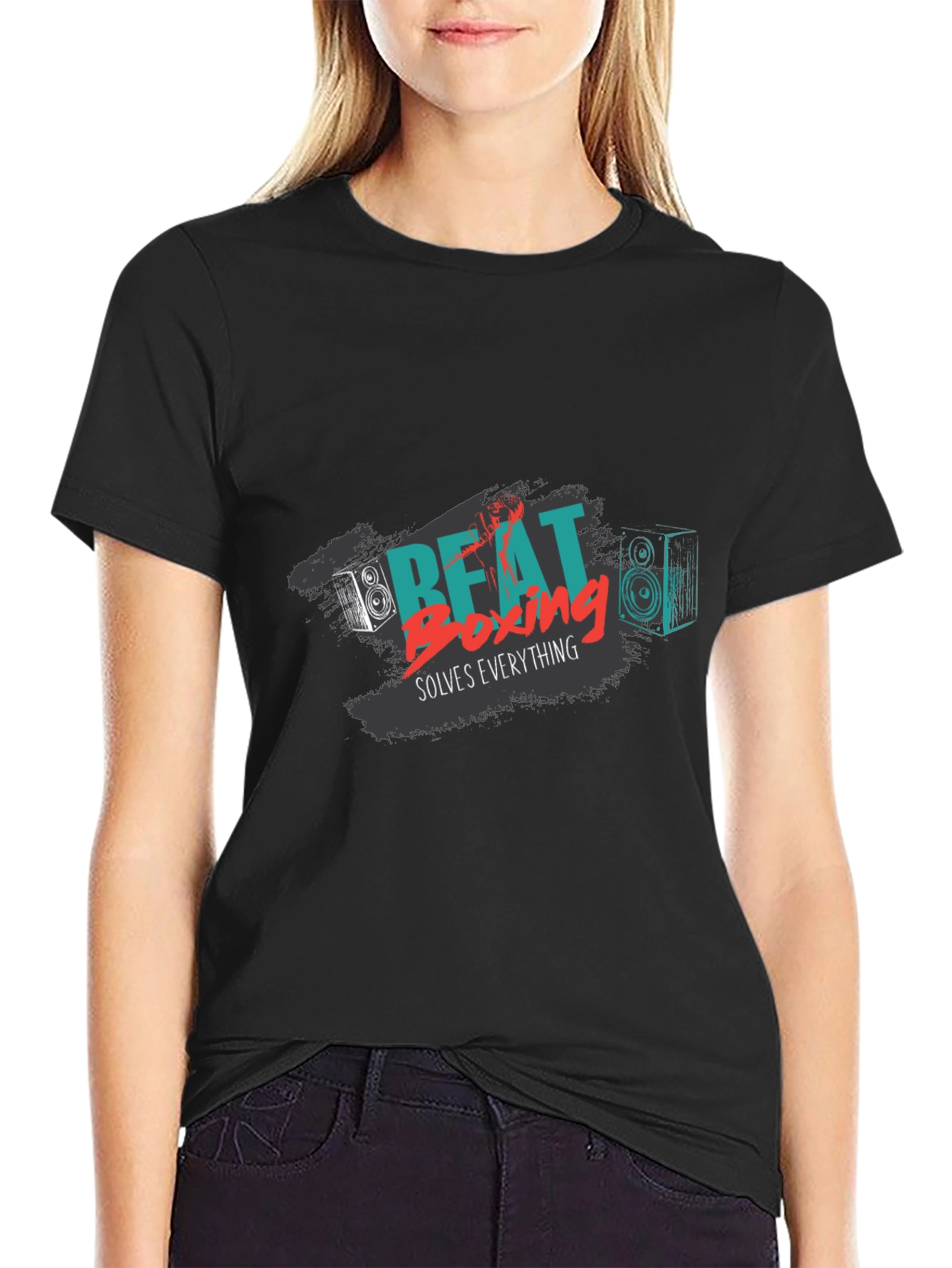 Beat Boxing Solves Everything Black Graphic Tee