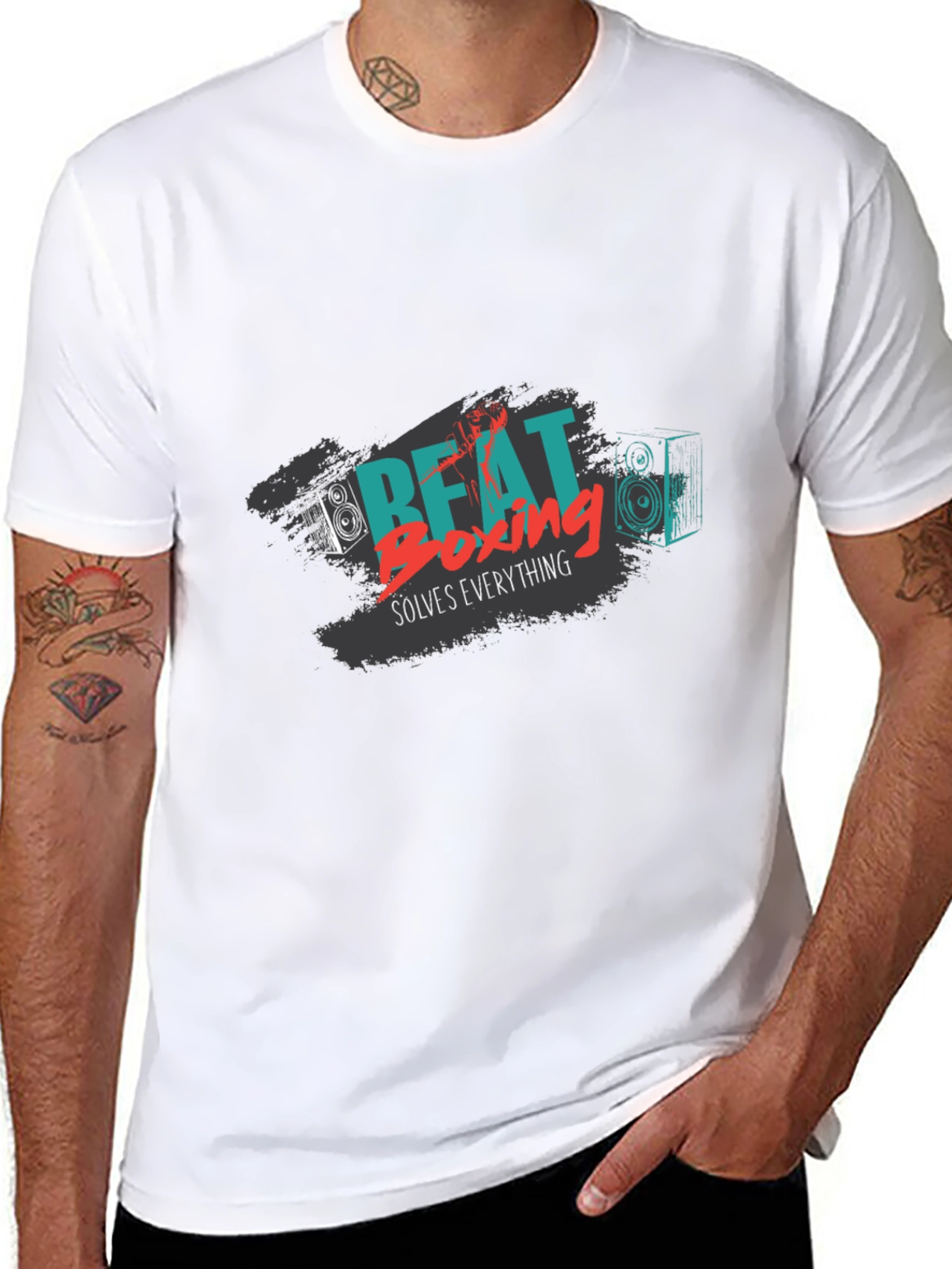 Beat Boxing Solves Everything Black Graphic Tee