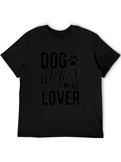 Dog Mother Wine Lover Graphic T-Shirt