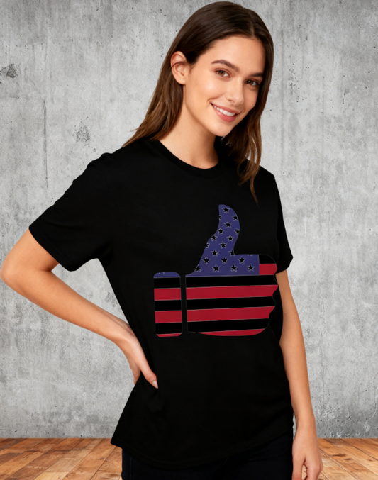 Unisex American Flag Thumbs Up Graphic Print T-Shirt, 1 pcs 190g 100% Pure Cotton Casual Oversized T-Shirt