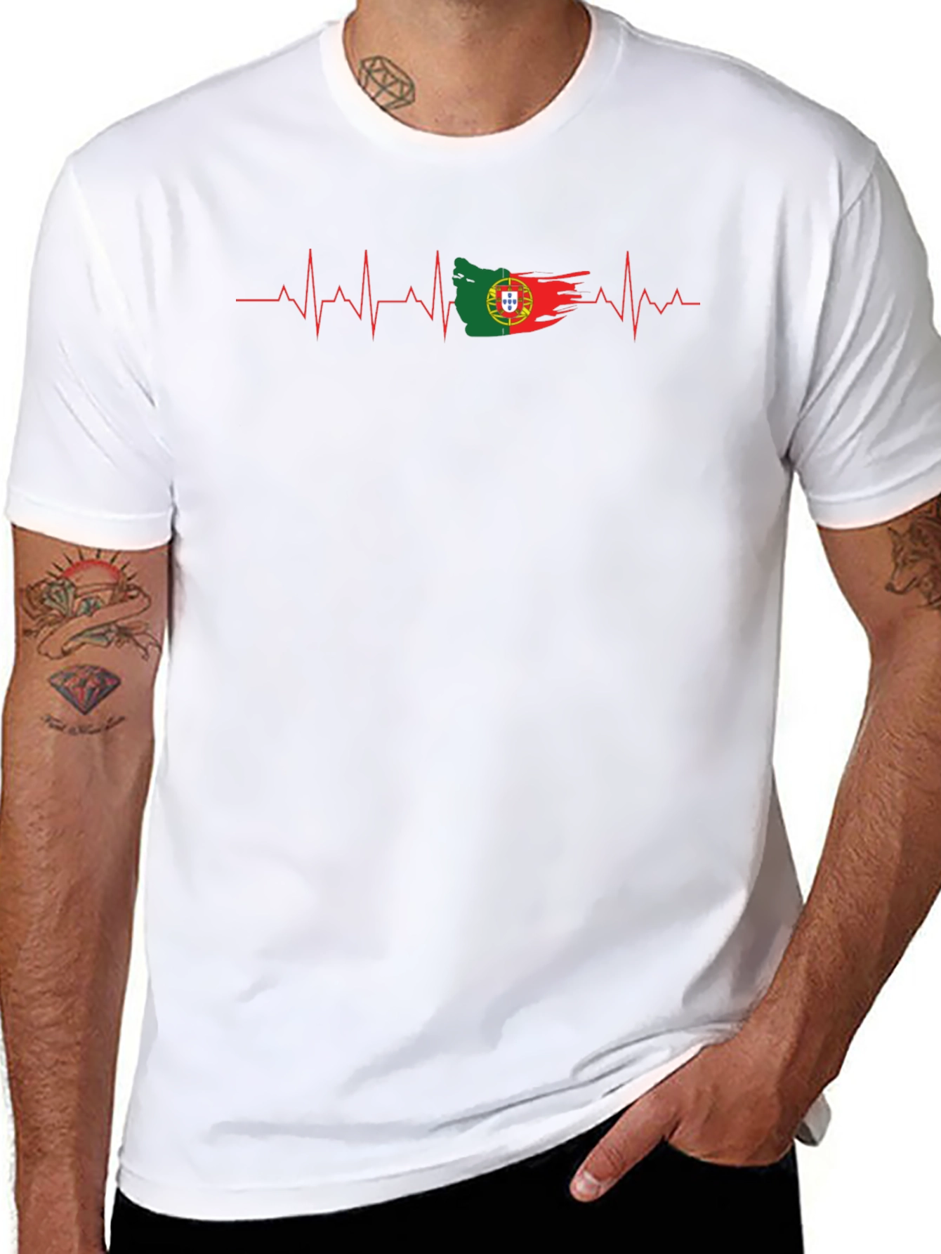 Portugal Flag Heartbeat T-Shirt