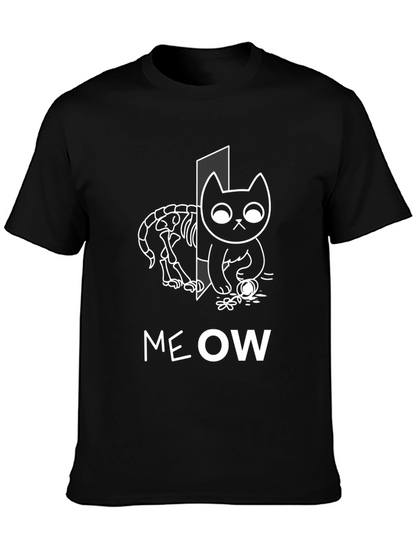 Meow Cat T-Shirt Halloween Cat Shirt Skeleton Cat Tee