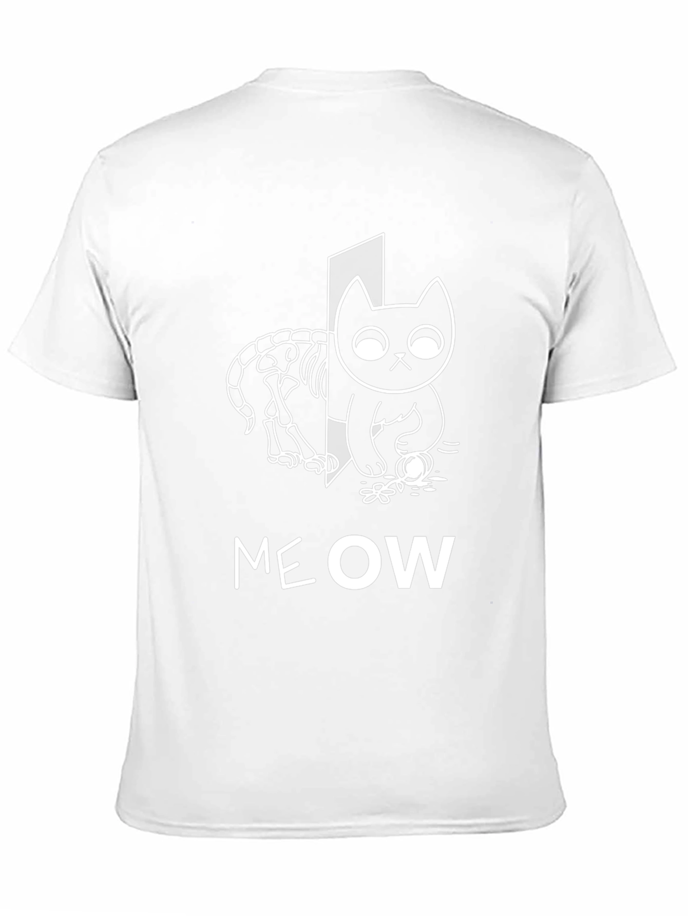 Meow Cat T-Shirt Halloween Cat Shirt Skeleton Cat Tee