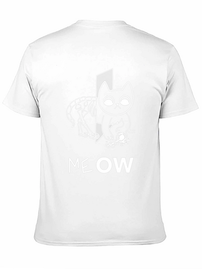 Meow Cat T-Shirt Halloween Cat Shirt Skeleton Cat Tee