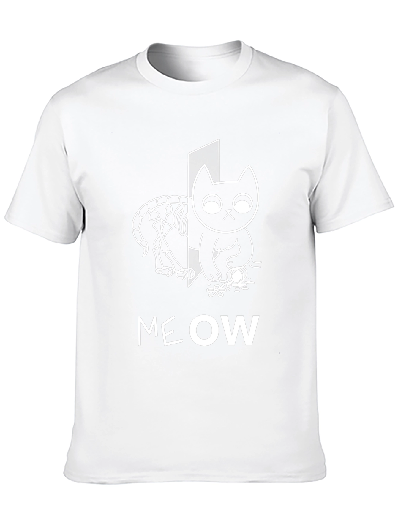 Meow Cat T-Shirt Halloween Cat Shirt Skeleton Cat Tee