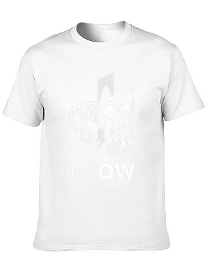 Meow Cat T-Shirt Halloween Cat Shirt Skeleton Cat Tee