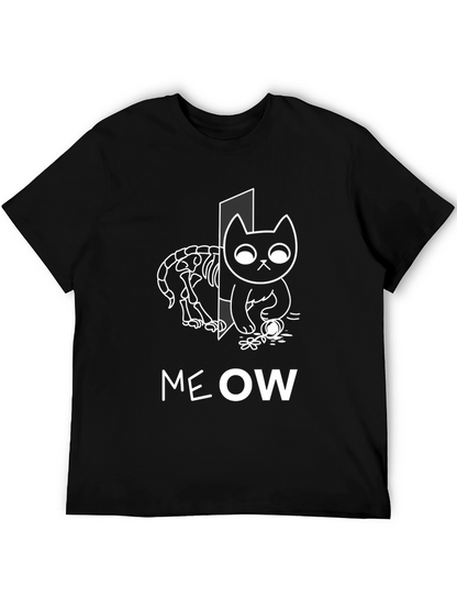 Meow Cat T-Shirt Halloween Cat Shirt Skeleton Cat Tee