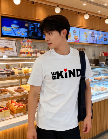 Be Kind Heart Graphic T-Shirt - 100% Cotton, Kindness-Driven Tee for Daily Life & Community Events
