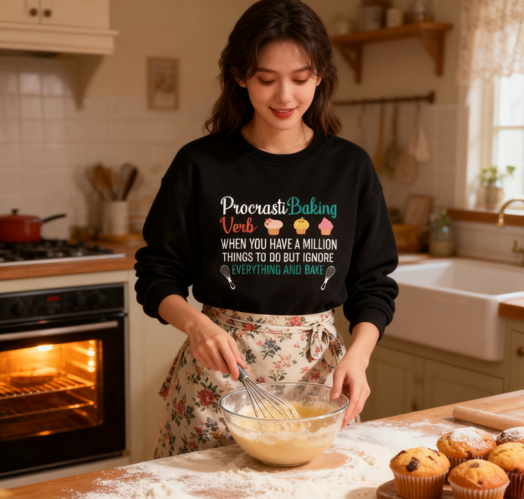 "ProcrastiBaking" Baking Humor Crewneck