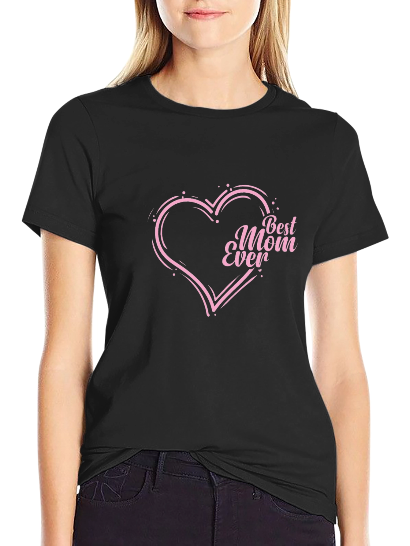 Best Mom Ever Heart T-Shirt - Black