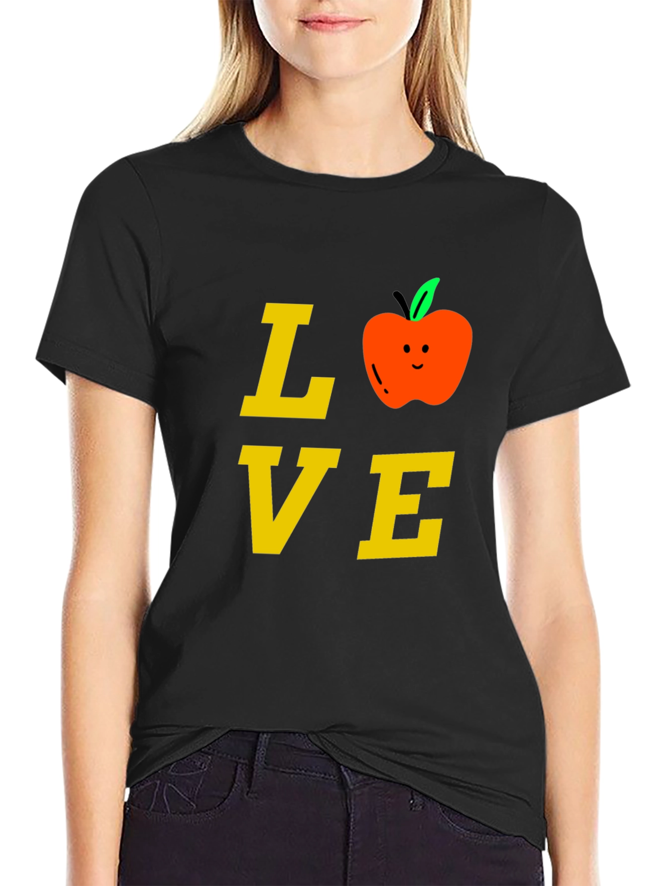 Love Teacher T-Shirt with Apple Design