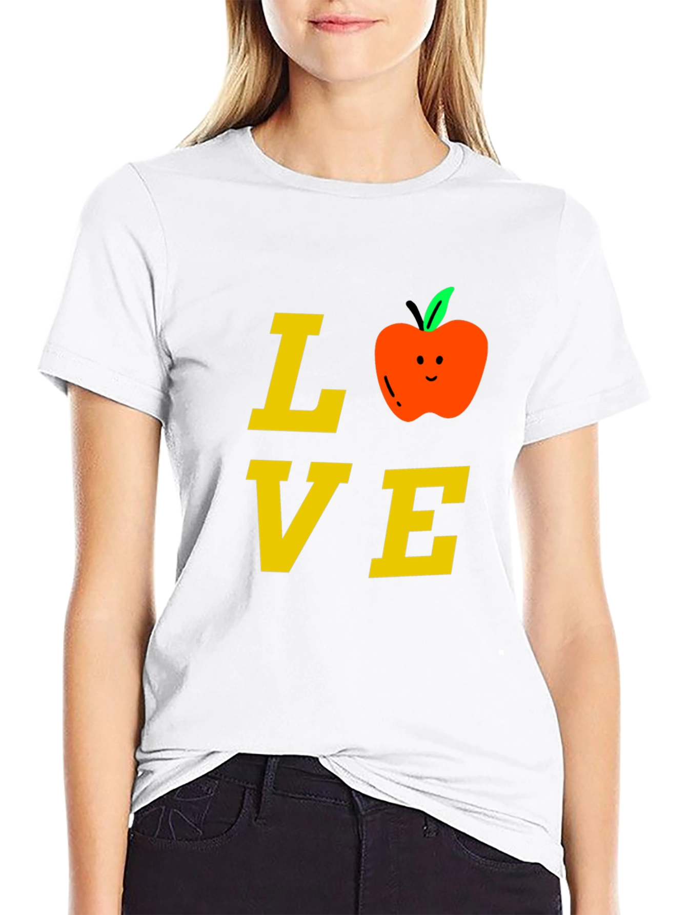 Love Teacher T-Shirt with Apple Design