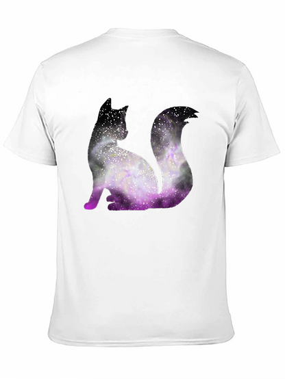 Galaxy Cat Graphic Tee - Trendy Black T-Shirt