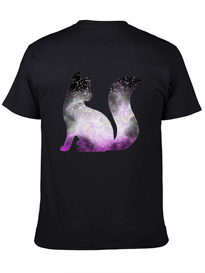 Galaxy Cat Graphic Tee - Trendy Black T-Shirt