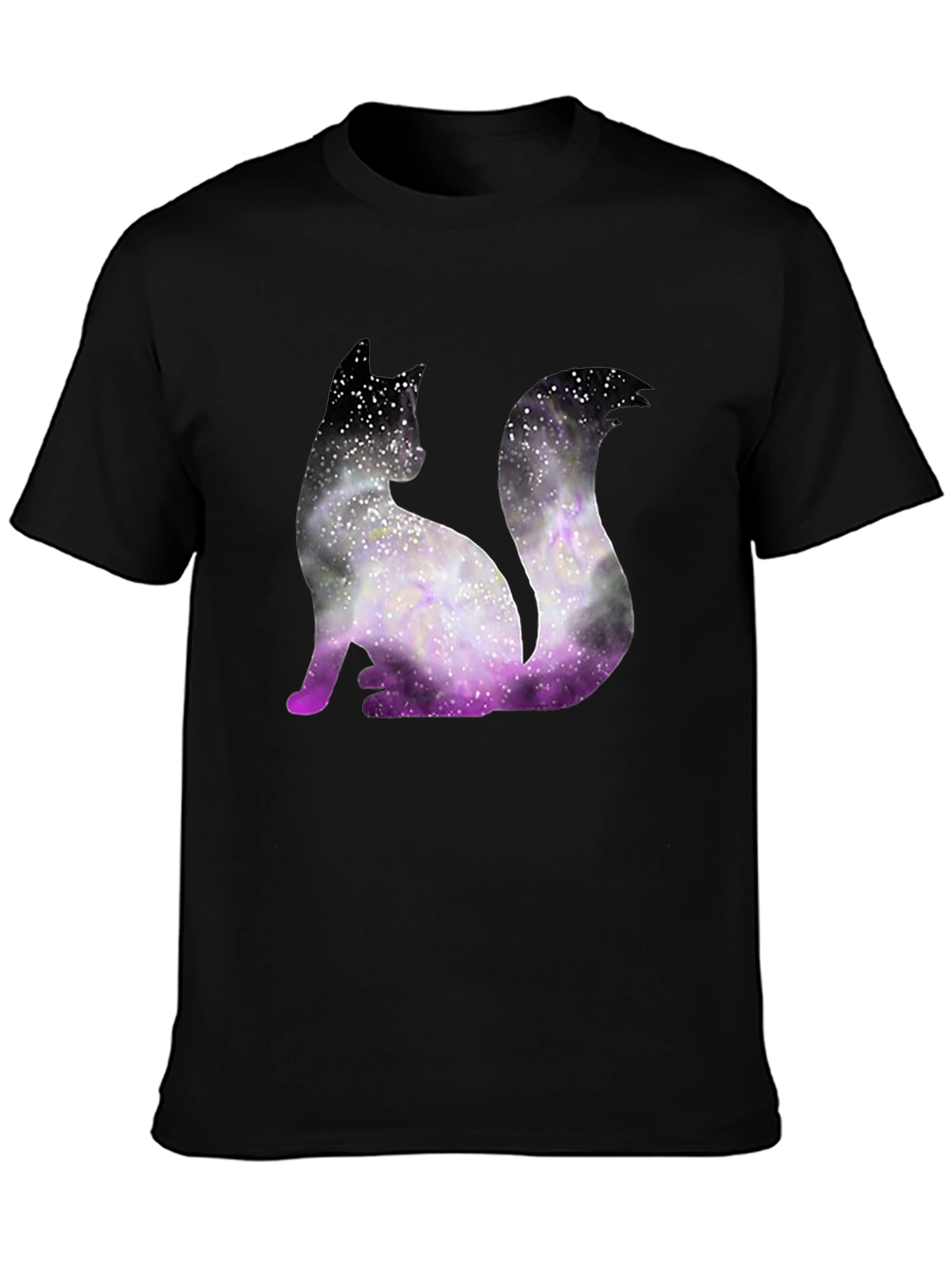 Galaxy Cat Graphic Tee - Trendy Black T-Shirt